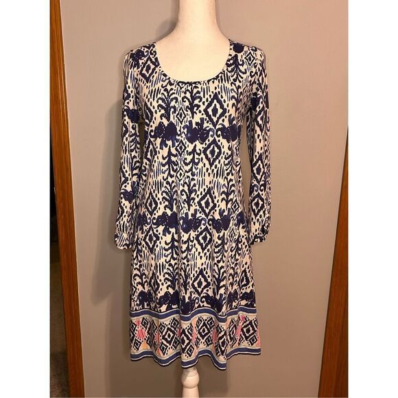 Lilly Pulitzer‎ Ocean Ridge Shift Dress Batik Print Navy White Pink S BIN P - Picture 1 of 10